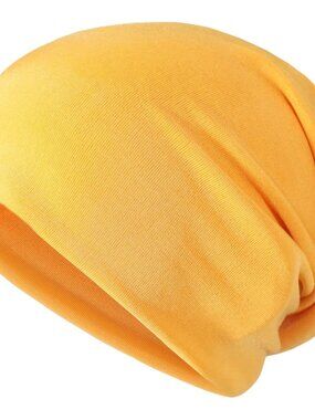 Womens Chiffon Yellow Warm Knit Winter Pull-On Classic Slouchy Stretch Skull Cap